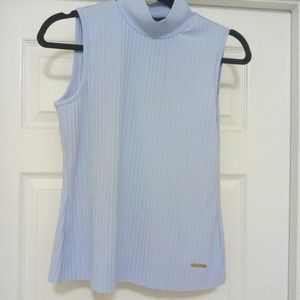 Andrew Marc Satin Like, XS, Light blue, short sleeve blouse